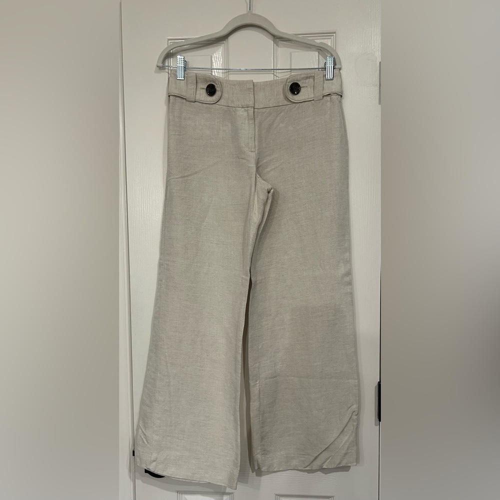 Alfani petite linen rayon wide legs pants size 4P Ivory
